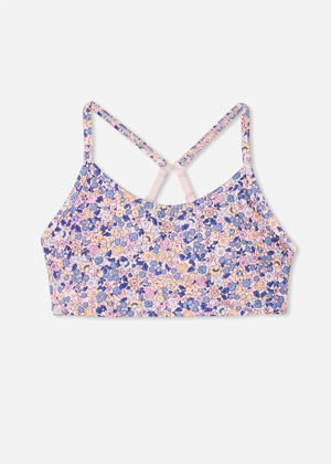 purple floral cotton on brookie crop top activewear