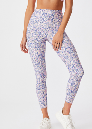 purple floral cotton on brookie tights activewear