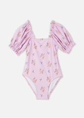 purple floral puff sleeve swimmers kids cotton on evie ayla