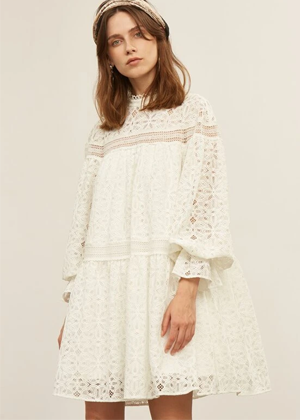 white eyelet crochet premium motf shein brookie balloon sleeve