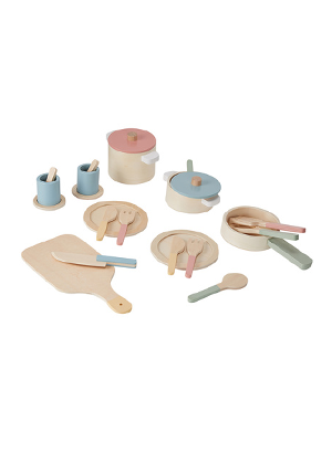 wooden pots pans set toy kmart kids evie ayla