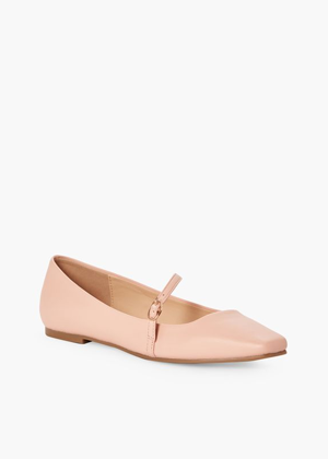 pink patent cross strap ballet flats square toe brookie justfab