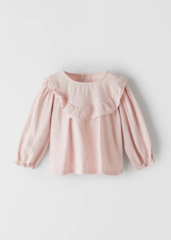 pink ruffle embroidered zara kids evie ayla blouse top long sleeve