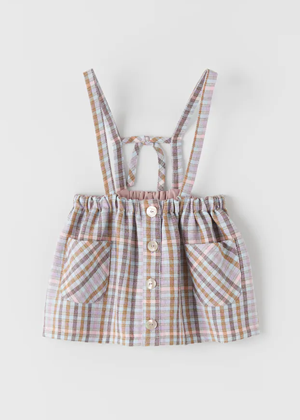 purple check plaid overall skirt pinafore dress evie ayla zara