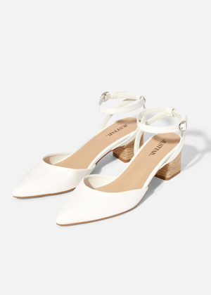 white jute block heel pointed toe heel brookie justfab