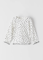 white ribbed lettuce edge evie ayla zara floral shirt top