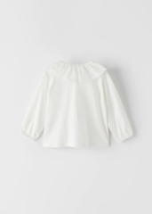 white ruffle collar swiss dot zara kids evie ayla blouse top