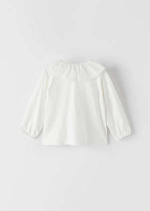 white ruffle collar swiss dot zara kids evie ayla blouse top